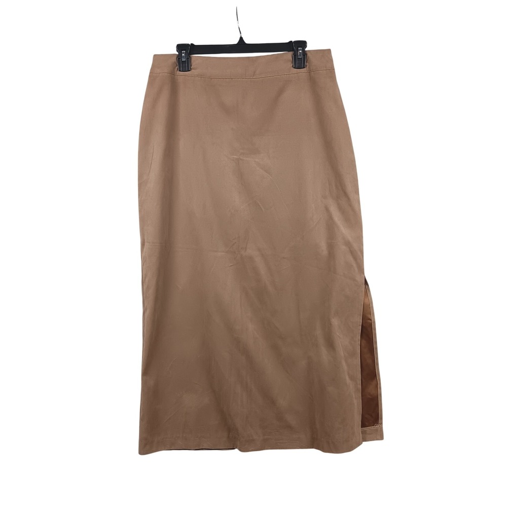 Vintage Alanni by Donny Brook Brown Midi Skirt Side Slit Size 12